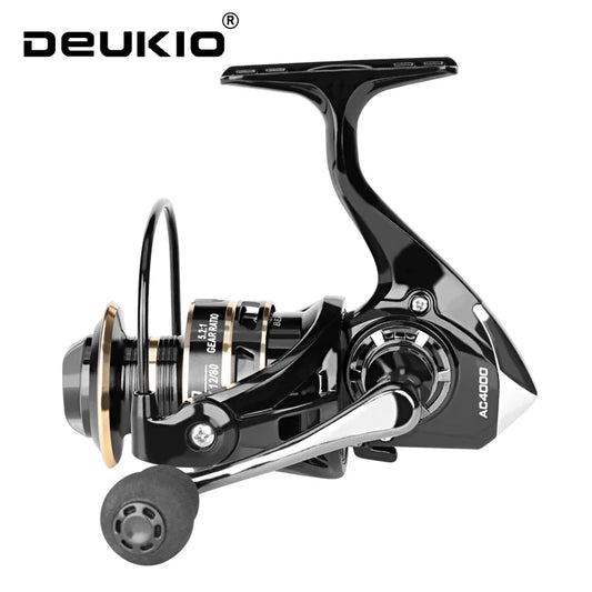DEUKIO Spinning Reels 12KG Max Drag Carrete De Pesca 5.2:1 Metal Handle Fishing Reel Coils Reel for Fishing Accessories 2023