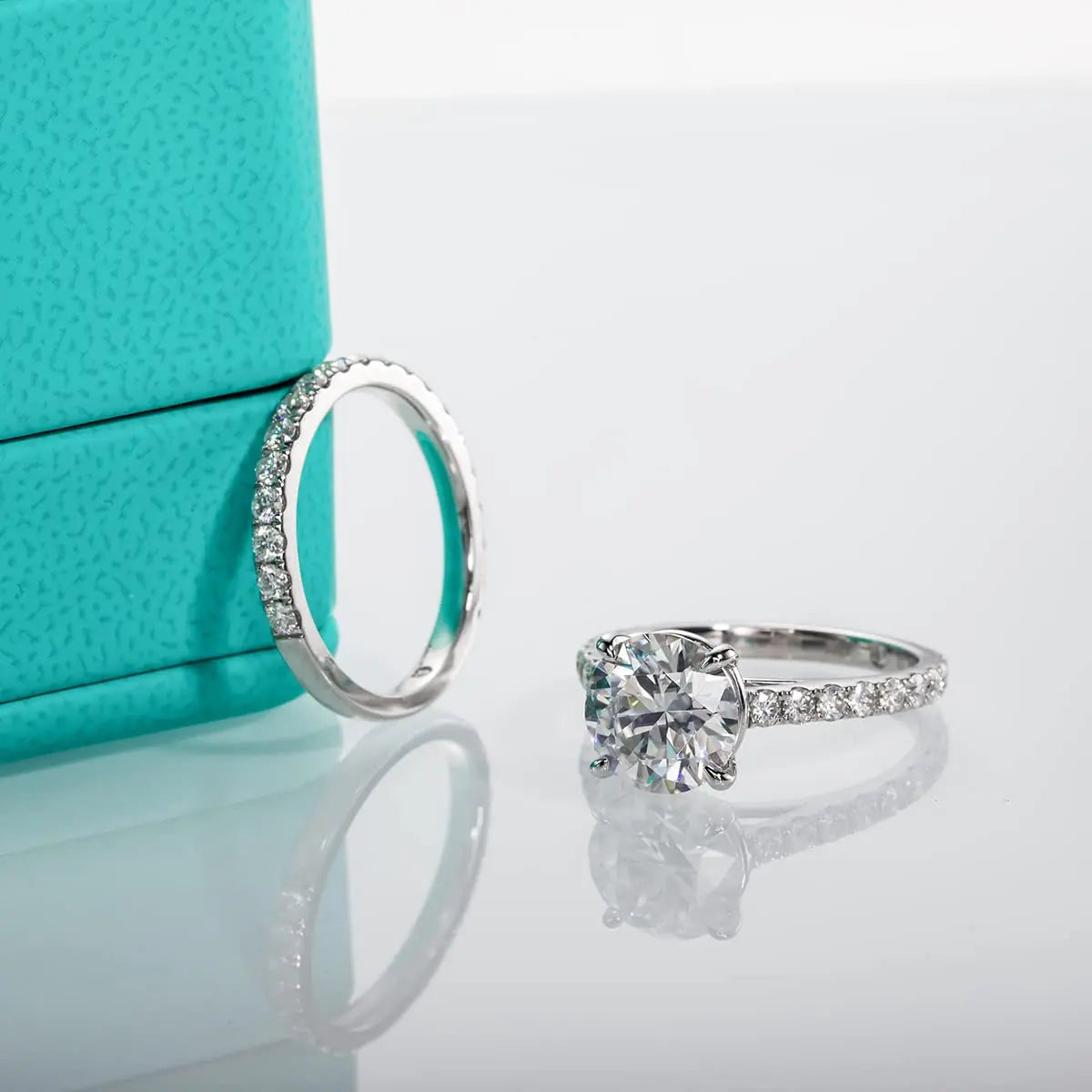 3CT Moissanite Bridal Rings Set with Certificate D Color Diamond Engagement Ring 925 Sterling Silver Wedding Band for Women