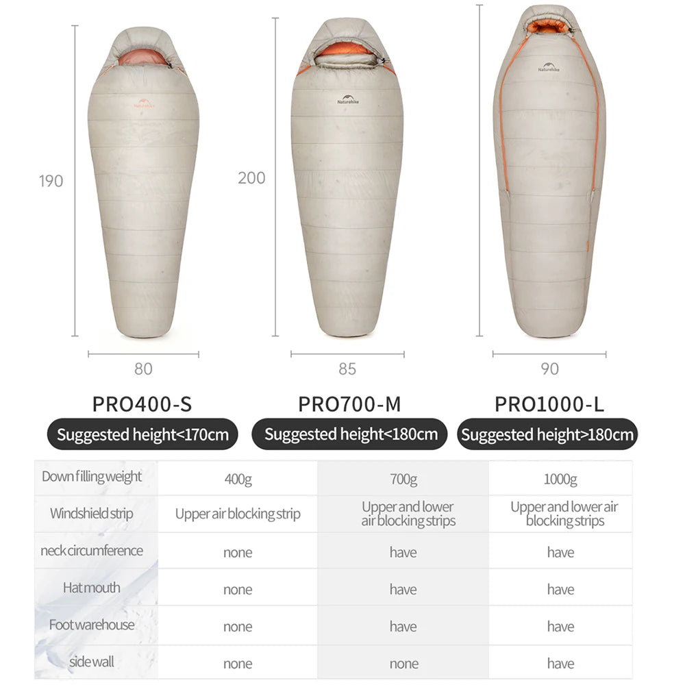 Naturehike Snowbird Pro Goose Down Sleeping Bag Winter Sleeping Bag Ultralight Hiking Camping Goose Sleeping Bag Thickened Cold