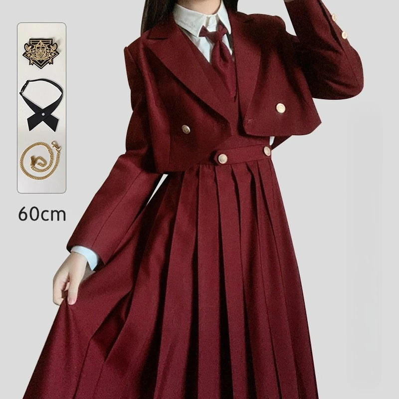 Versatile and Cute School Uniform Skirt JK Uniform Basic Spring Genuine Long Dress Japanese-style Pleated College Style Suit
