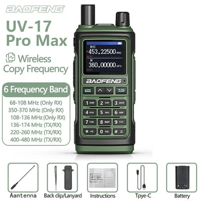 Baofeng UV-17pro Max Air Band Walkie Talkie Draadloze Kopieerfrequentie Lange Afstand Type-C Noaa Am Draagbare UV-5R  Ham Tweewe