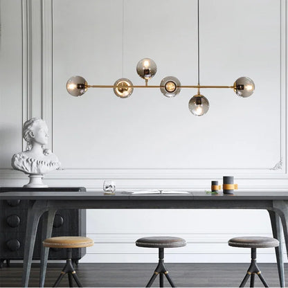 Nordic LED Pendant Lights Modern Hanglamp Glass Ball Light for Living Room Suspension Chandelier Smoke Gold Hanging Lamp Decor