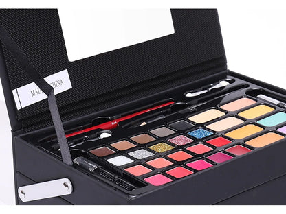 Portable Makeup Case Set Eyeshadow Lipstick Eyeliner Lip Liner Blush Complete Facial Cosmetic Kit, Ideal Holiday Gift Makeup Set