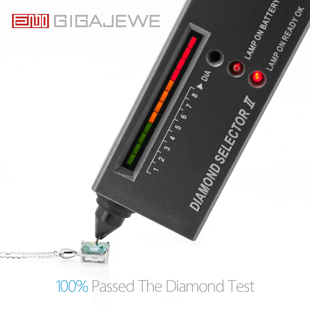 GIGAJEWE  8*10mm 4.0ct Radiant Cut Natural Cyan VVS1 Moissanite 18K White Gold Plated Silver Engagement Necklace Woman Girl Gift