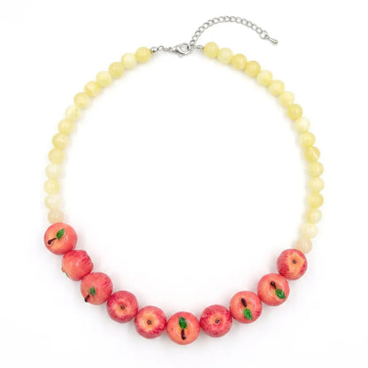 Dopamine 3D Fruit Beaded Necklace Bohemian Retro Pomegranate Strawberry Tomato Choker Exaggerated Bracelet Bikini Jewelry Gift