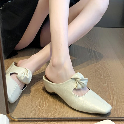 Women Heeled Sandals Slingback Mules Leather Shoes Summer Slippers 2026 Luxury Mary Jane Shoes Comfort Flip Flops Mujer Slides