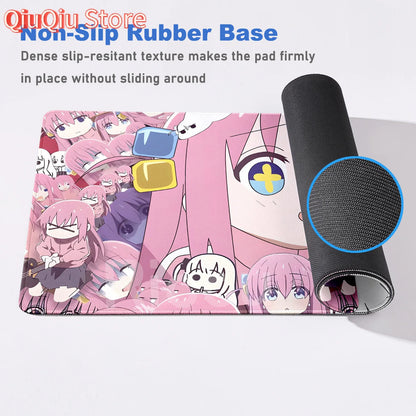 Anime HD Print Mouse Pad Bocchi The Rock Large Gaming Mousepad Rubber Computer Mouse Mat Gamer Locking Edge Accessories Non-slip