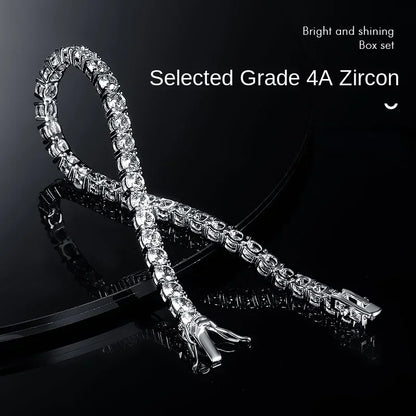 Luxury Hiphop IED Out 3mm 4mm 5mmTennis Bracelet Full Diamond 925 Silver Plated Wedding Party Jewelry Bracelets for Women Man