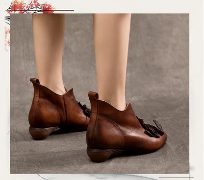 Myjyjz 3.5cm Genuine Leather Women Mary Jane Sandals Shoes Chunky Heels Fashion Hollow Comfy Point Toe Ankle Boots Summer Pumps