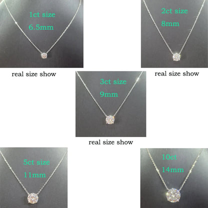 Smyoue White Gold Plated 1-10CT Moissanite Necklace for Women Classic Four Claws Pendant Wedding Jewelry 925 Sterling Silver
