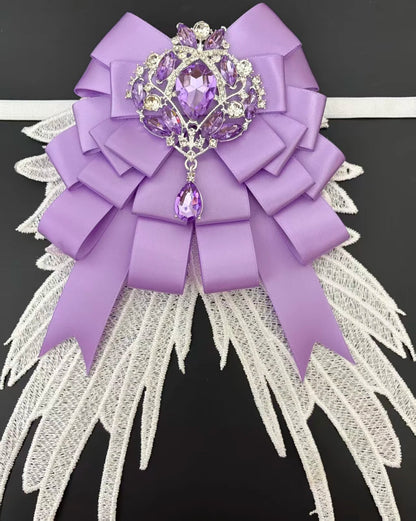 Luxury Rhinestone Mesh Wing Bow Brooch  Elegant Banquets Dress and Wedding Shirts Lapel Flower Bow Tie  Unisex Gift Accessory