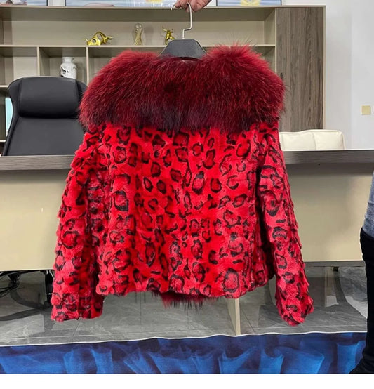 2025 Autumn Winter New Imported Real Mink Fur Coat Women Short Mink Coat High Quality Raccoon Fur Collar Genuine Fur Clothing