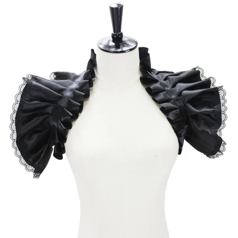 Unisex Vintage Victorian Ruffled Shrug Shawl Gothic Fake Collar Shoulder Wrap Capelet Costume Jabot Cosplay Accessories