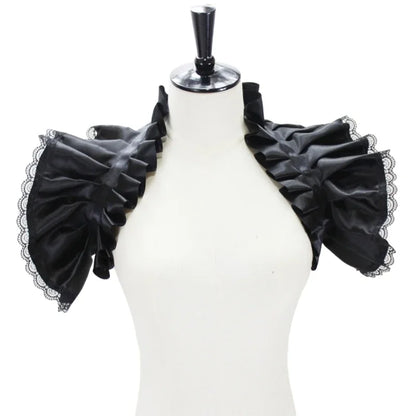Unisex Vintage Victorian Ruffled Shrug Shawl Gothic Fake Collar Shoulder Wrap Capelet Costume Jabot Cosplay Accessories