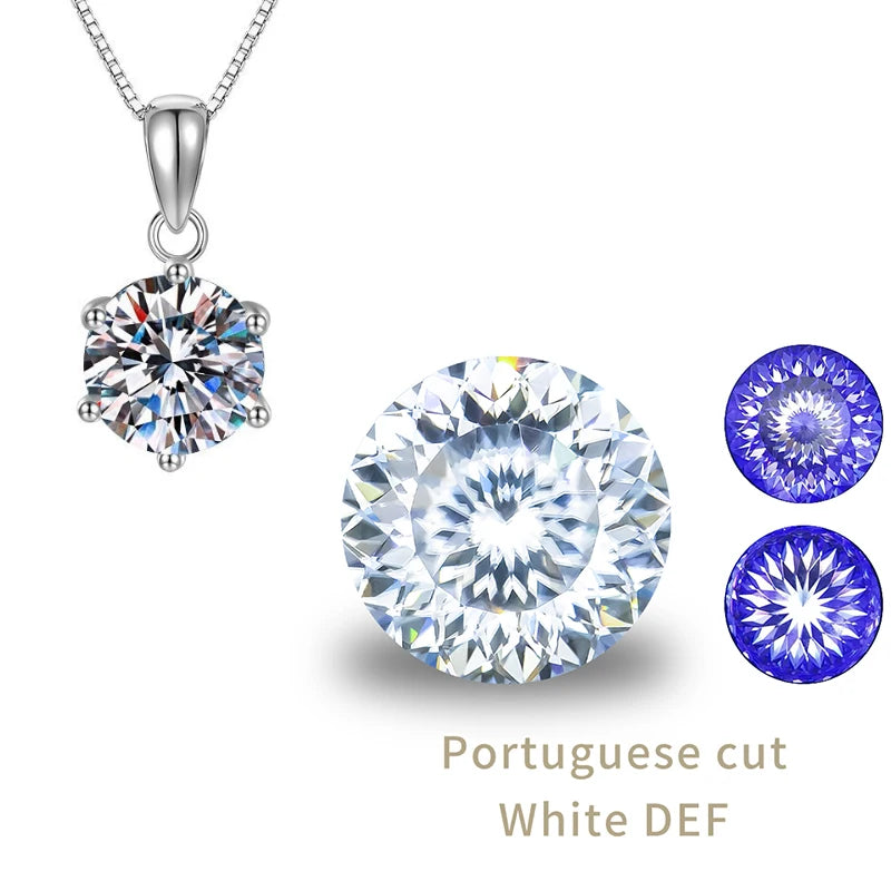 Classic 6-Prongs 925 Silver Moissanite Necklace For Women Cherry Blossom Cut Russian Cut Sakura Cut Women's Moissanite Necklace