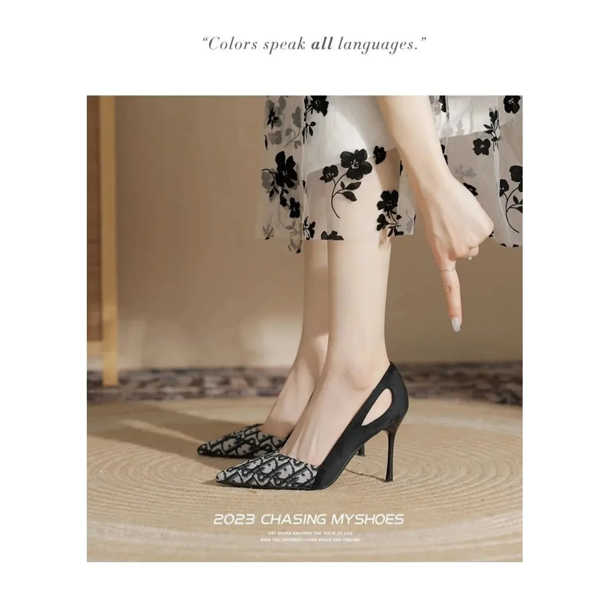 Embroidered Sandals Women Fashion Pointed Heeled 2025 Summer Luxury Heeled High Heels Women Shoes Shallow Casual High Sandals