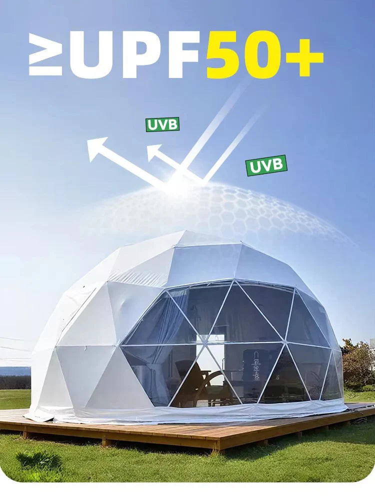 Geodesic Dome Manor Greenhouse Tent Leisure Resort Vacation Outdoor Glamping Round Tent Transparent Starry Sky Luxury Hotel Dome