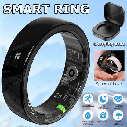 2026 New Hot Couple Smart Ring with Charging Case Heart Rate Sleep Health Monitor Pedometer Fashion Ceramic Ring For Android IOS