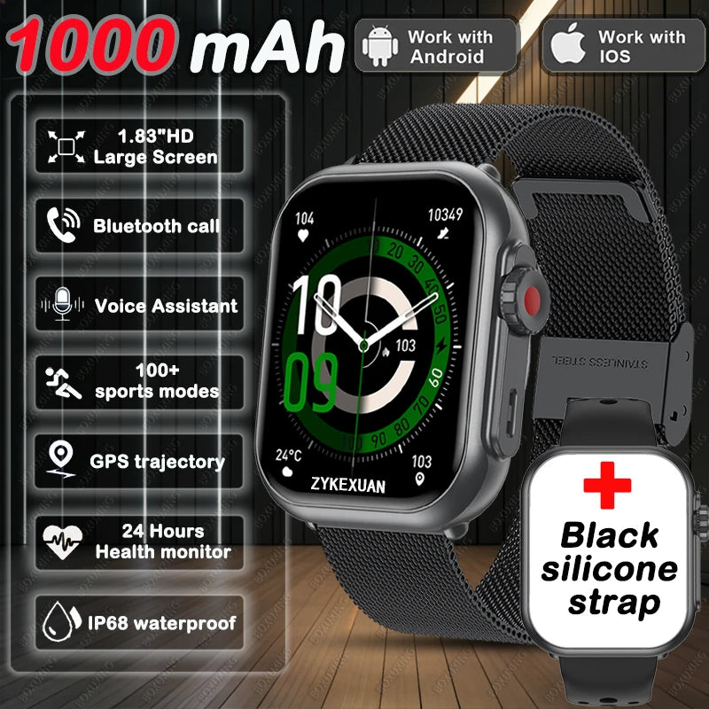 2026 New 1000 mAh Smart Watch Men Women 1.85“HD AMOLED GPS track Full Touch Screen IP68 Waterproof Bluetooth Call SmartWatch Man