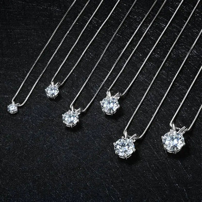 1.0Ct-5Ct Moissanite Pendant Necklace With Certificate For Women Original Real 925 Silver Chain Solitaire Drop Necklaces