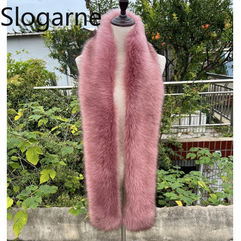 American 180cm Super Long Faux Fox Fur Scarf Winter Women Cosplay Warm Fashion Neck Decor Fluffy Shawl Wrap Luxury Furry Scarves