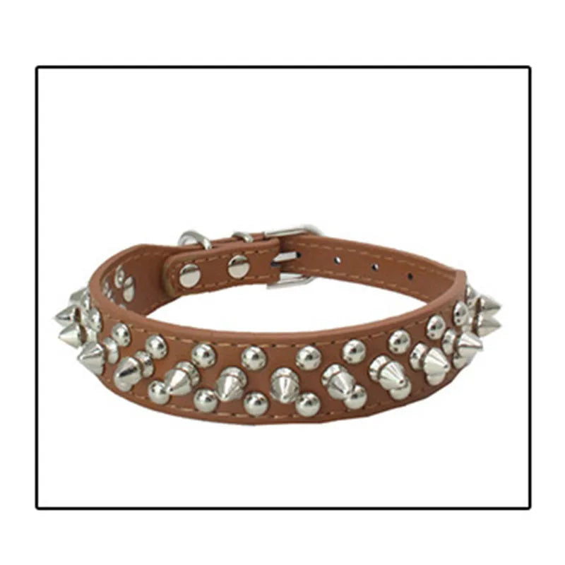 Bronze Spiked Studded Leather Dog Collars For Small Medium Large Dogs Pet Spike Collar Rivets Anti-Bite Pet Products Neck Strap