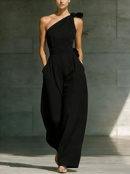 Fashion Sleeveless Jumpsuits For Woman 2026 Summer Casual One Shoulder One Piece Clothes Rompers High Quality Elegant