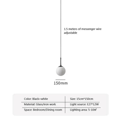 LED Glass Ball Pendant Lamp Nordic Chandelier Lights Home Indoor Dining Room Restaurant Bar Table Decor Hanging Suspension Lamp