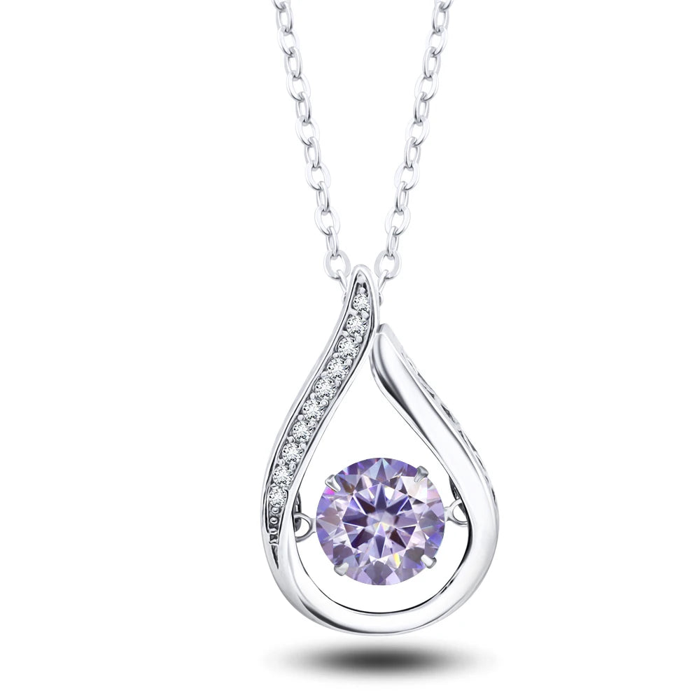 VVS1 D Color Moissanite Necklace For Women Fine Jewelry with GRA 925 Sterling Sliver Chain Plated 18k White Gold