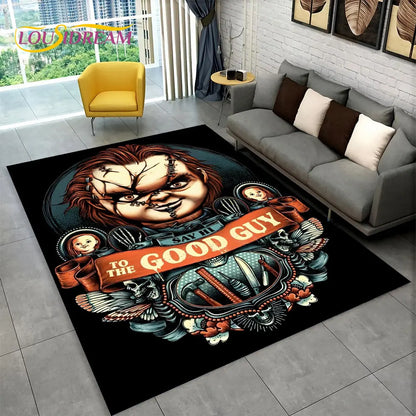 Horror Movie Character Chucky Saw Cartoon Area Rug,Carpet Rug for Living Room Bedroom Sofa Doormat Decoration Non-slip Floor Mat