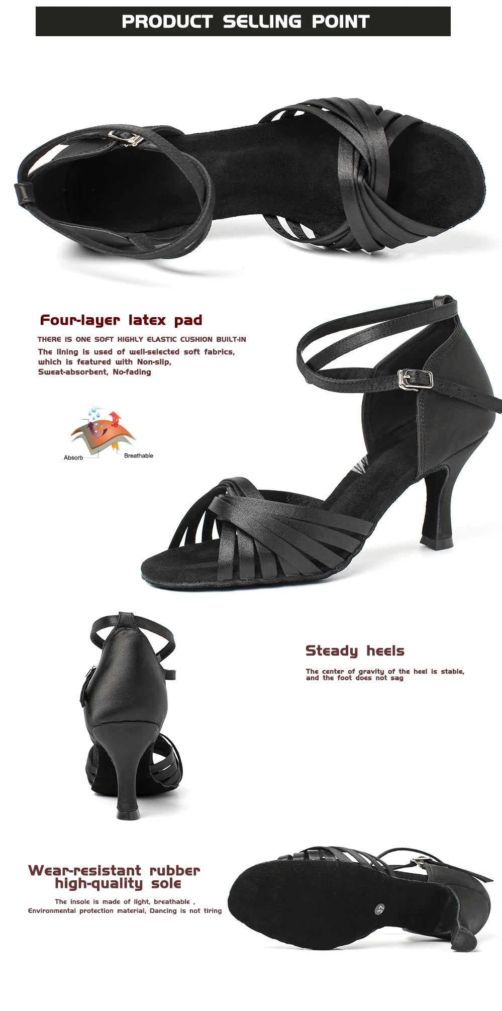 CIDIPAI Black Silk Satin Latin Dance Shoes For Women Latex Soft Soled Ballroom Tango Salsa Dance Shoes Indoor Party Shoes
