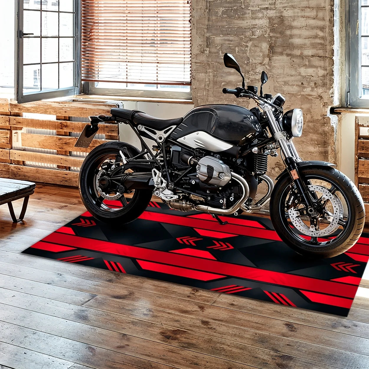 VIKAMA Stylish Motorcycle Display Rug: Non-Slip, Durable Motorcycle Parking Mat for Hallways and Corridors—Home Decor