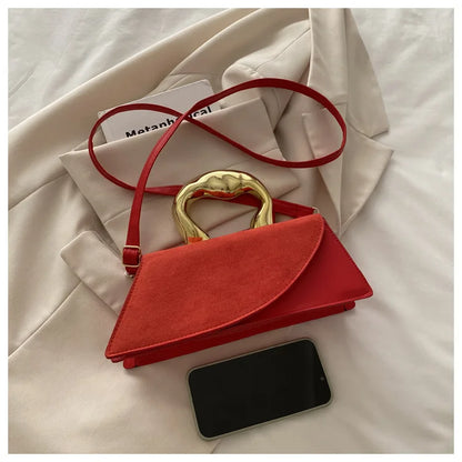 French Style Light Luxury Large Capacity, New Minimalist Design Casual Metal Hand-held Shoulder Crossbody Bags for Women