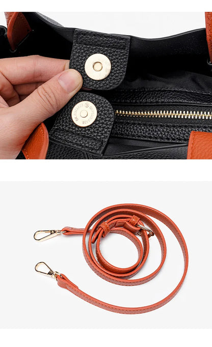 Women's Bag Leather Luxury Designer Shoulder Bag Soft Handbags Large Capacity Crossbody Bags Blue Black Khaki