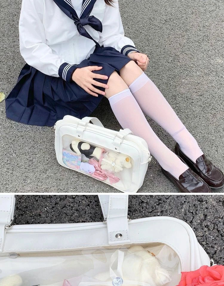 Harajuku Luxury Pu Ita Bag Crossbody Women Sweet Lolita Bags Cute Transparent Pocket Japanese Style Shoulder Purse Handbags