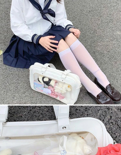 Harajuku Luxury Pu Ita Bag Crossbody Women Sweet Lolita Bags Cute Transparent Pocket Japanese Style Shoulder Purse Handbags