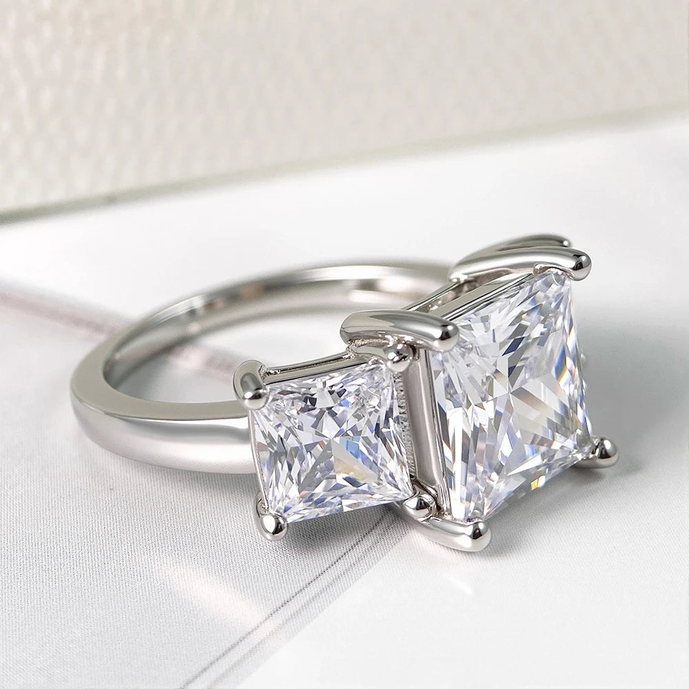 HORRIPAL New Princess Cut Moissanite Ring for Women High Quality S925 Sterling Silver GRA Wedding Engagement Shiny Fine Jewelry