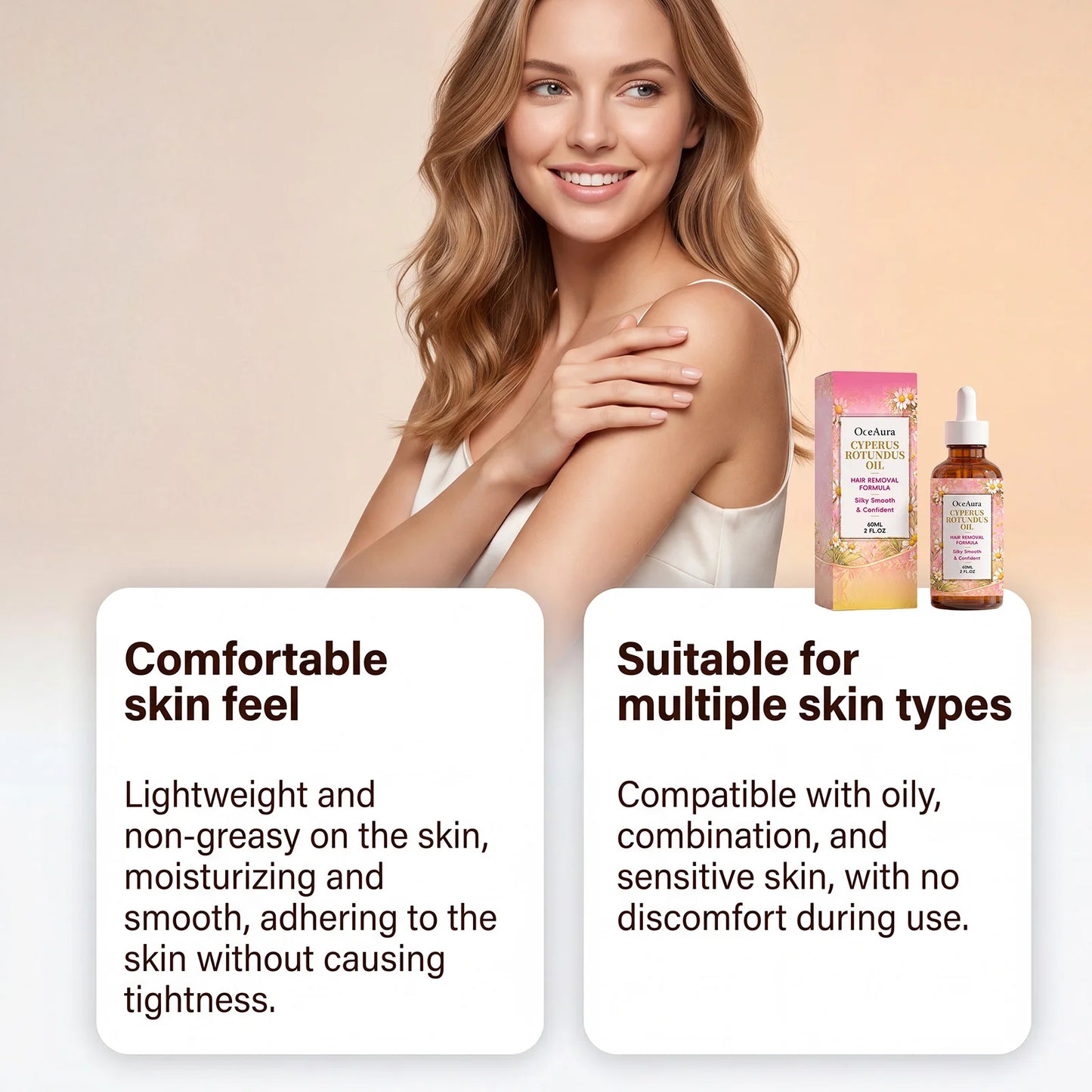 1/2/3PCS Cyperus Rotundus Hair Removal Oil Slow Hair Growth Post Depilation Care Moisturizing Silky Smooth Skin Gentle Body Oil