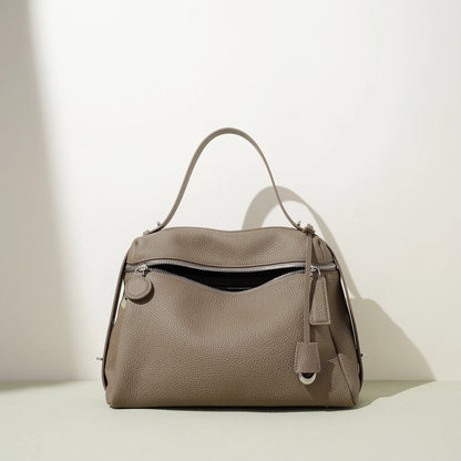 First Layer Cow Leather 33cm Tote Bag Fashionable Women's Bag New Design Large Capacity Soft Portable Shoulder Crossbody Bag
