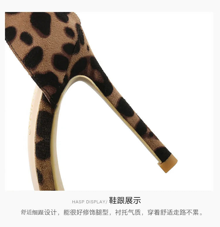 Autumn Sexy Leopard Women Sandals Office Pumps 6cm 8cm 10cm Elegant Office  High Heels Women Pointed Toe Luxury Female Shoes