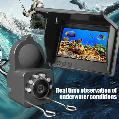 4.3 Inch HD Underwater Fishing Camera Portable Waterproof Fish Finder Visual Video Monitor Ice Sea Boat Fishing Tackle Gear Perfect Outdoor Equipment Gifts for Men Father Black