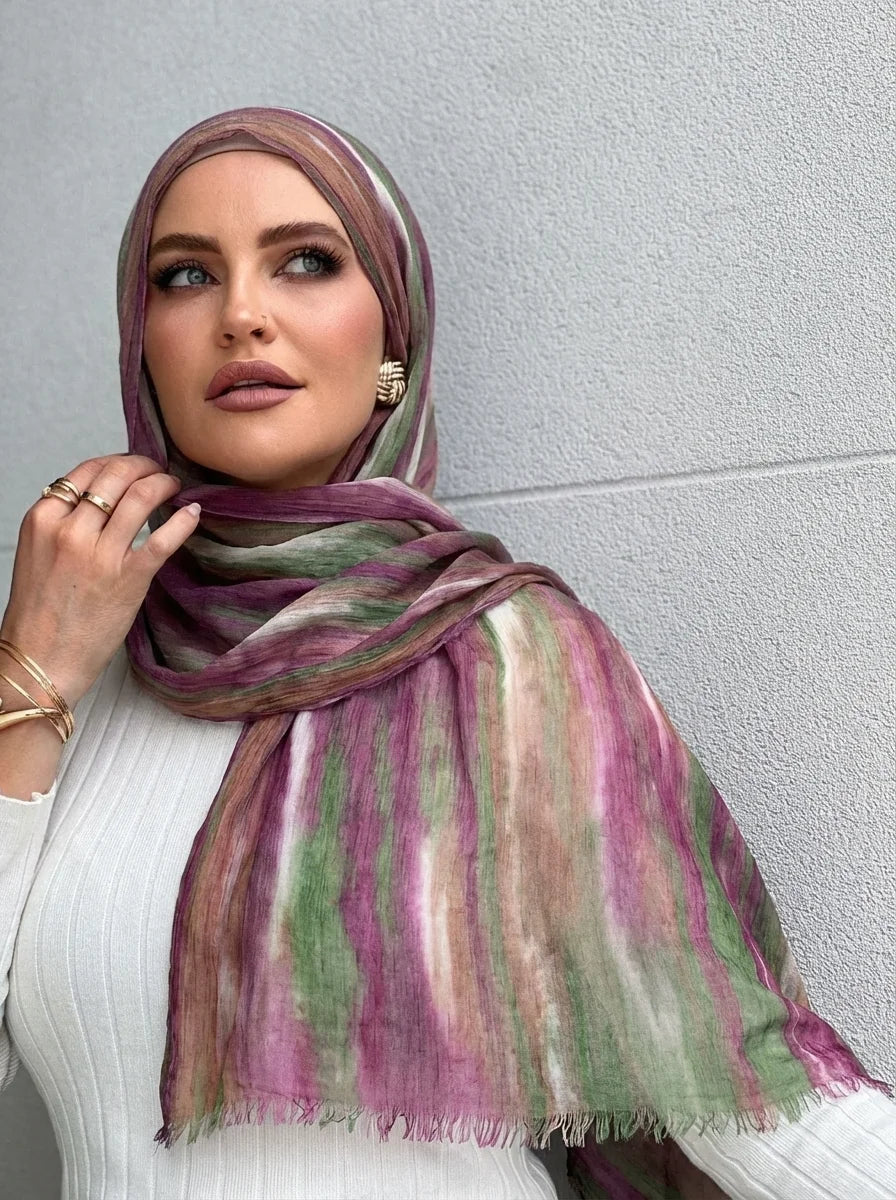 Women Big Size Plain Solid Cotton Rayon Crease Hijab Scarf Lady High Quality Wraps and Shawls Musulman Headband Islamic Turban