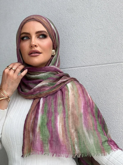Women Big Size Plain Solid Cotton Rayon Crease Hijab Scarf Lady High Quality Wraps and Shawls Musulman Headband Islamic Turban