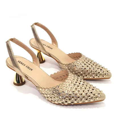 Fashion Summer 2023 Beads Decorated Muffin Bottom Sandals Wear Comfortable And Versatile Elegant Ladies Shoes And Bag Set