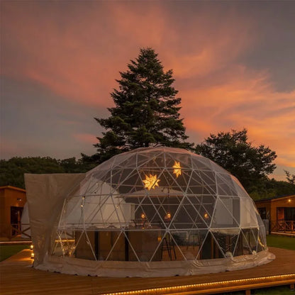 Luxury Outdoor Glamping Hotel Dome House, Hot Sale Panoramic Star Geodesic Round Tent for Summer Vacation Resort Use