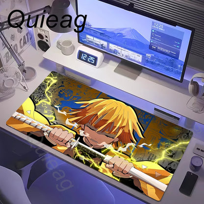 Anime Large Mouse Pad Demon Slayer Nezuko Cute Mousepads Kawaii Table Mats Office Accessories Deskmat Rubbe Lockedge Mouse Mat