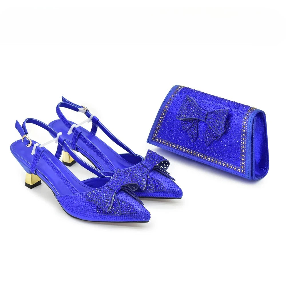 New Arrival Italian Matching Shoes and Bag Sets Decorated with Rhinestone Luxury Designer Shoes Women Shoes for Women High Heels