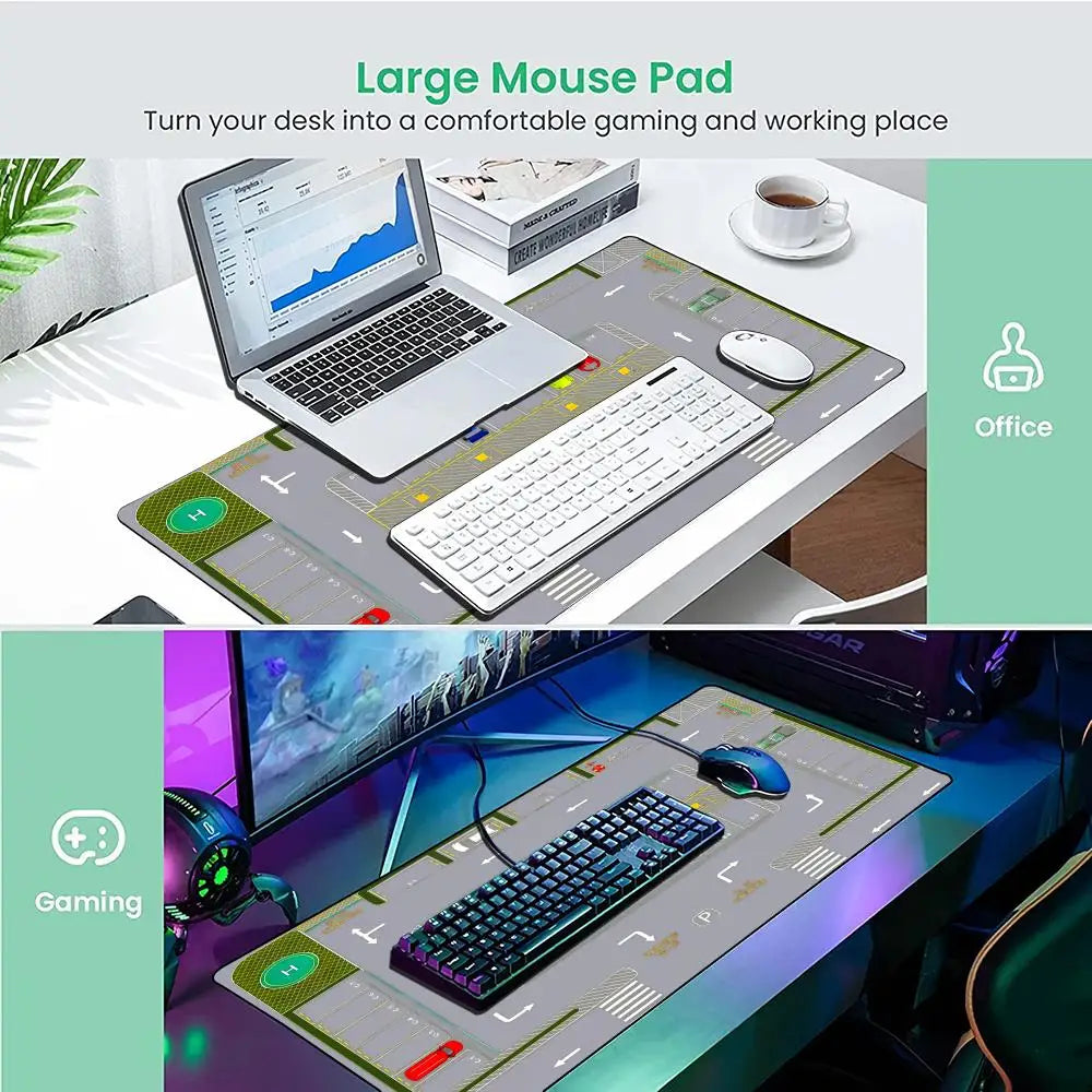 Parking Lot Design Large Gaming Mouse Pad Advanced Desk Mats Non-Slip Rubber Base Durable Washable HD Print Oblong Keyboard Mat