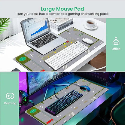 Parking Lot Design Large Gaming Mouse Pad Advanced Desk Mats Non-Slip Rubber Base Durable Washable HD Print Oblong Keyboard Mat