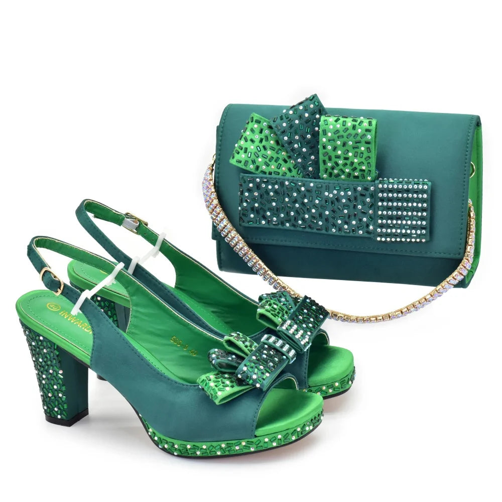 Women Shoes and Bags To Match Set Nigeria Party Luxury Italian Shoes and Bag Set for Women Peep Toe Sexy Wedding Party Sandals